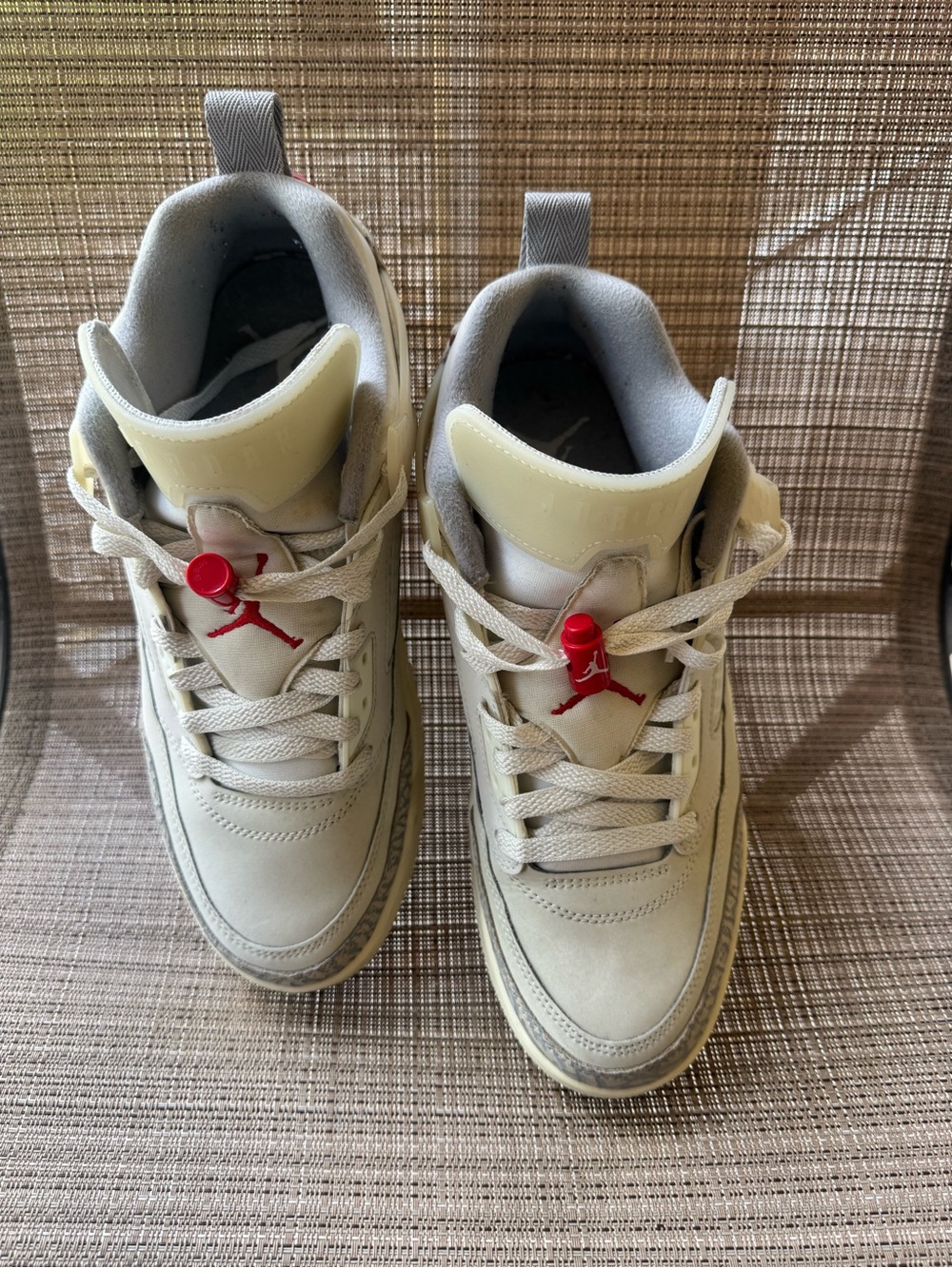 Jordan Low-Top Sneakers in Cream with Red Accents